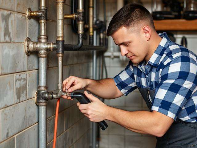 אינסטלטור בעבודה